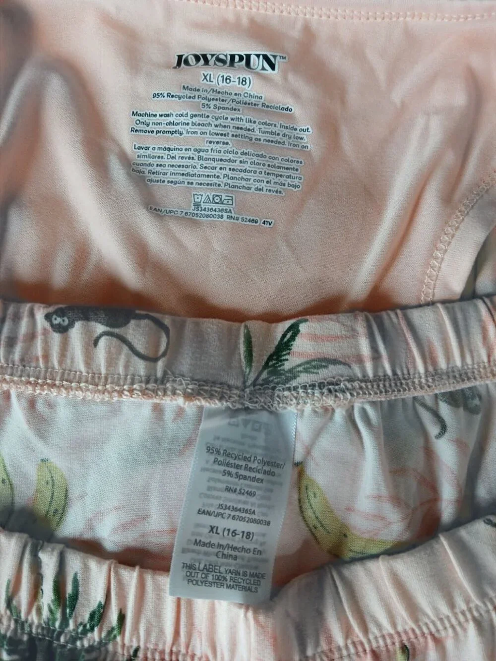 JoySpun Womens Peach Jungle Print Tank Top Shorts Pajamas XL Recycled Poly NWT - Picture 10 of 14